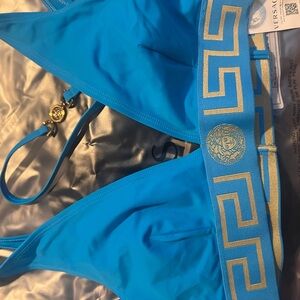 Versace Blue Bikini with Gold Accents